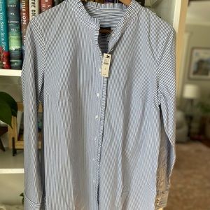 NWT Talbot’s blue and white striped ruffle detail Oxford